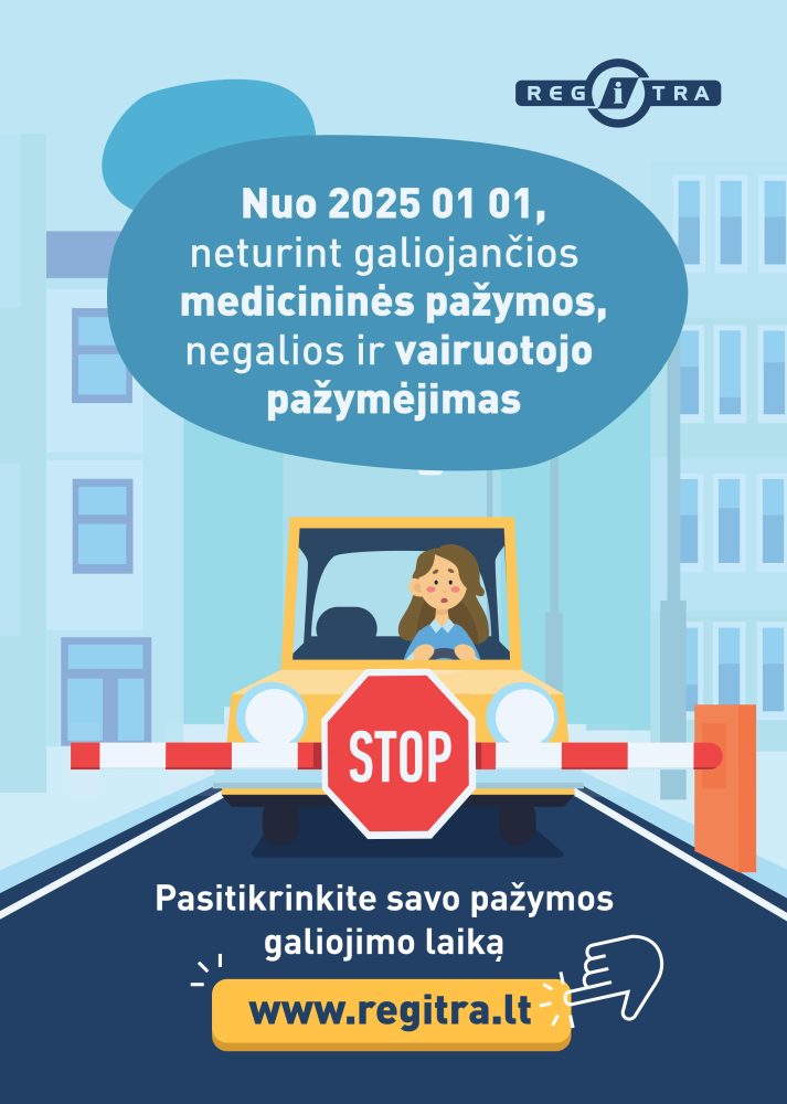 Read more about the article Nuo 2025 metų sausio 1 d. neturint galiojančios medicininės pažymos, negalios ir vairuotojo pažymėjimas